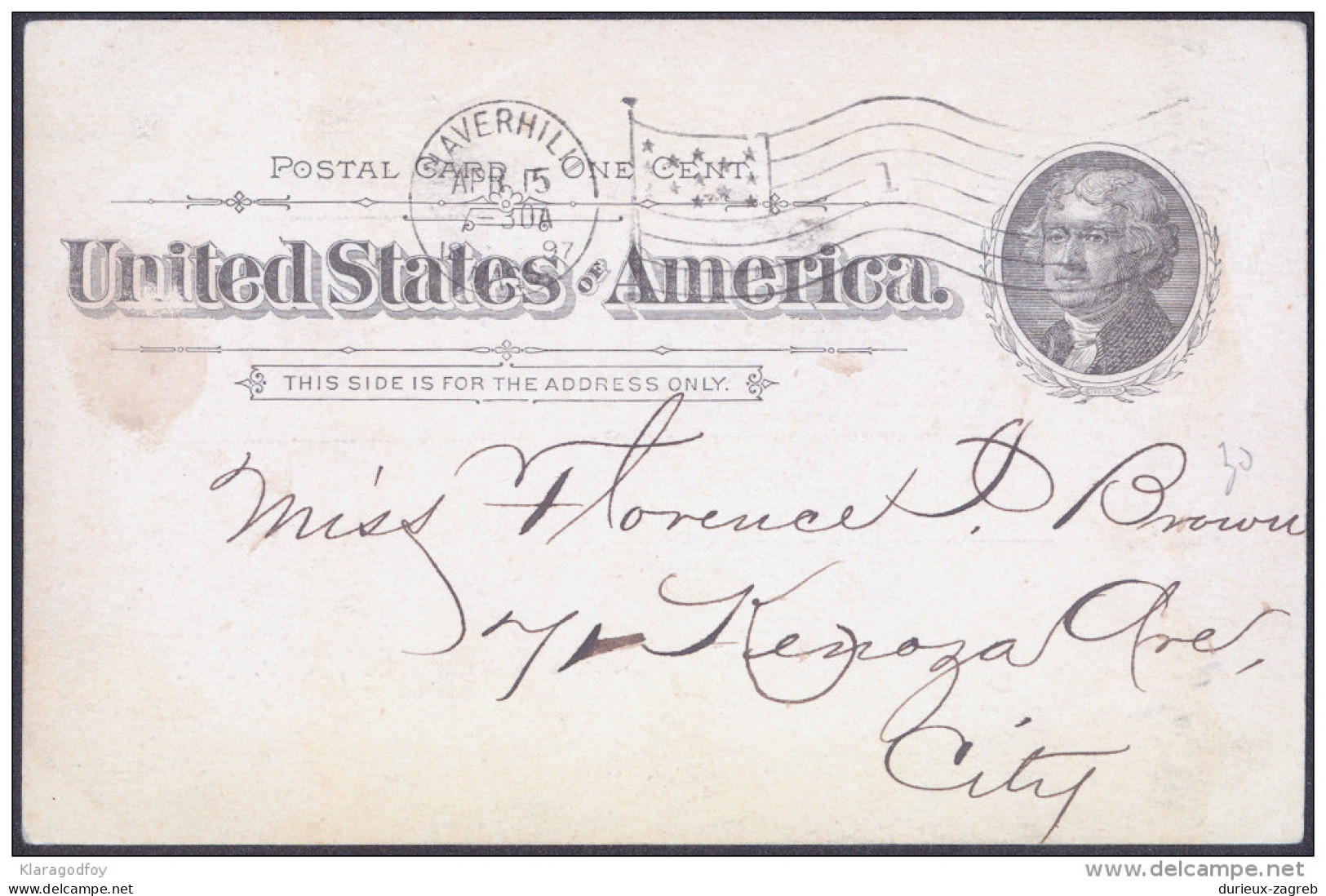 US Postal Stationery Postcard Travelled 1897 Bb - ...-1900