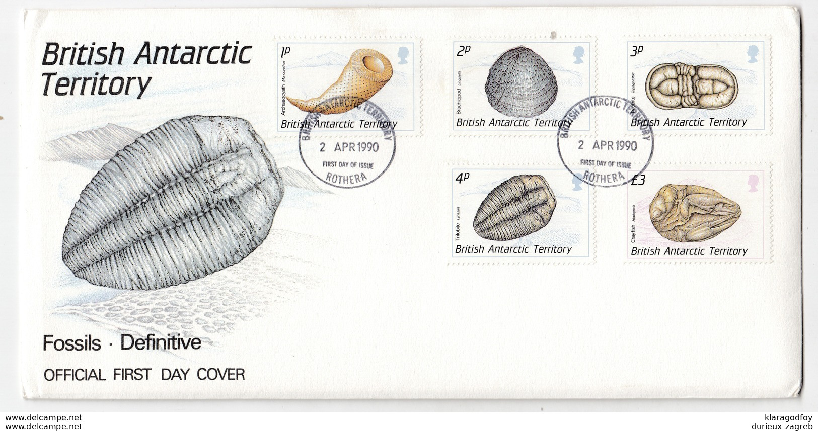 British Antarctic Territory 1990 Fossils Definitive FDCs B200225 - FDC