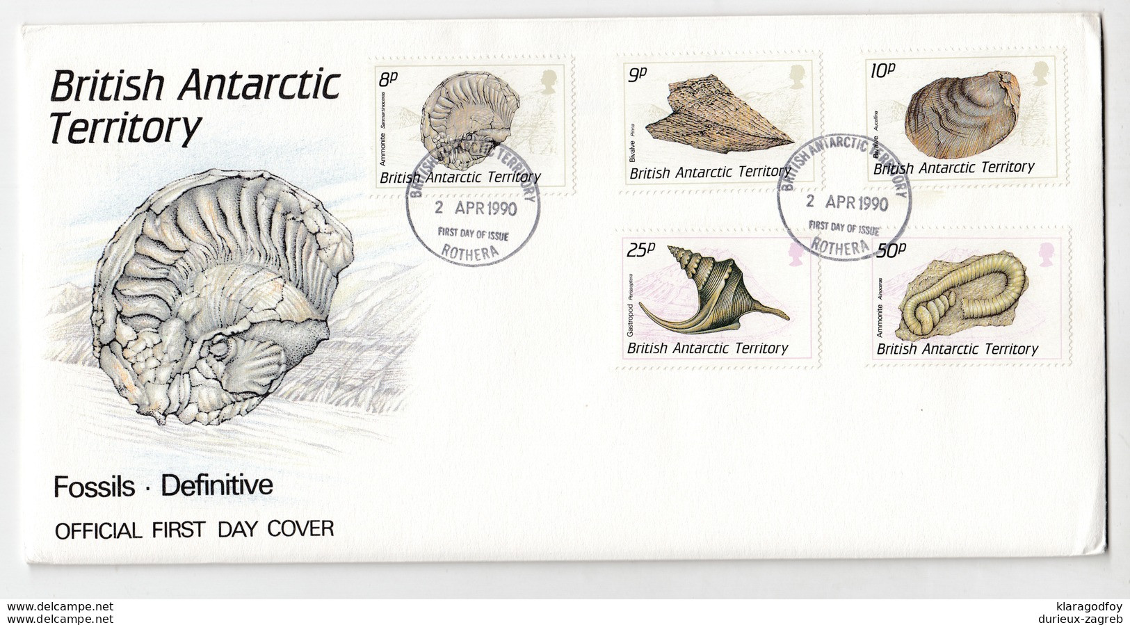 British Antarctic Territory 1990 Fossils Definitive FDCs B200225 - FDC