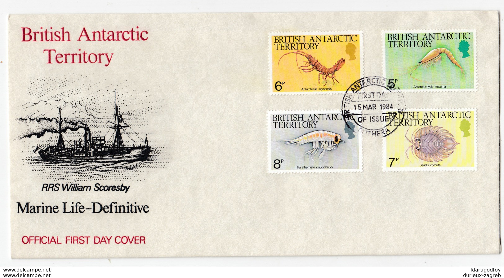 British Antarctic Territory 1984 Marine Life Definitive FDCs B200225 - FDC