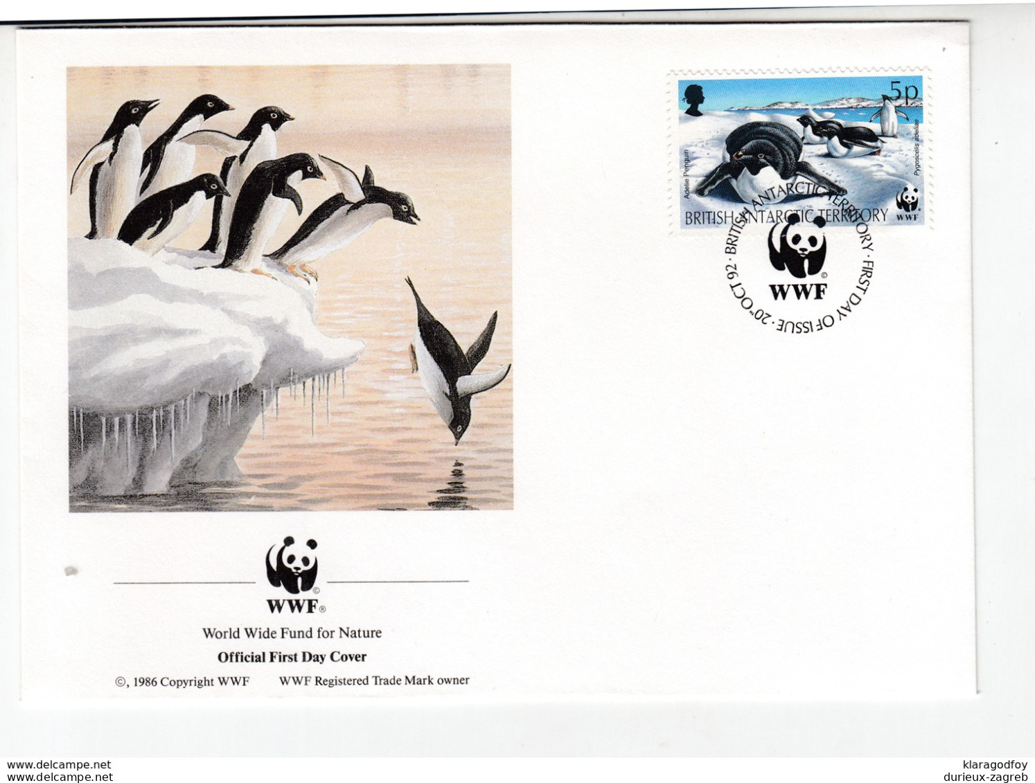 British Antarctic Territory 1992 WWF - Penguin, Seal FDCs B200225 - FDC