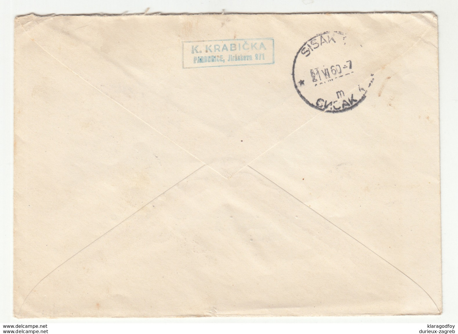 Czechoslovakia, Letter Cover Travelled 1960 Pardubice To Sisak B190320 - Cartas & Documentos