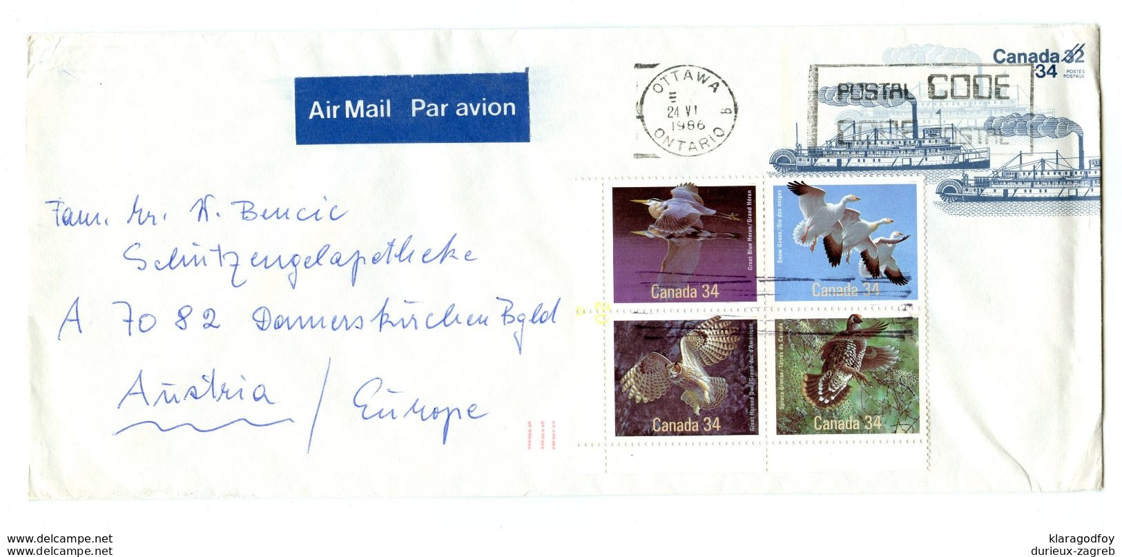 Canada, Letter Cover Posted 1986 Ottawa Pmk B200725 - Brieven En Documenten