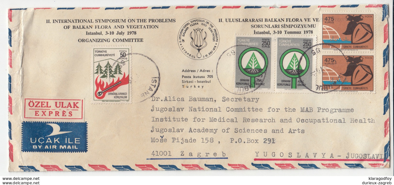 Turkey, II. International Symposium On The Problems Of Balkan Flora And Vegetation 1978 Travelled To Zagreb B190101 - Covers & Documents