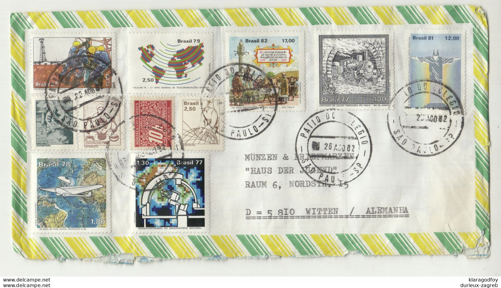 Brasil Multifranked Air Mail Letter Cover Posted 1982 To Germany - Bohmen Und Mahren Stamp On Cover B210120 - Autres & Non Classés