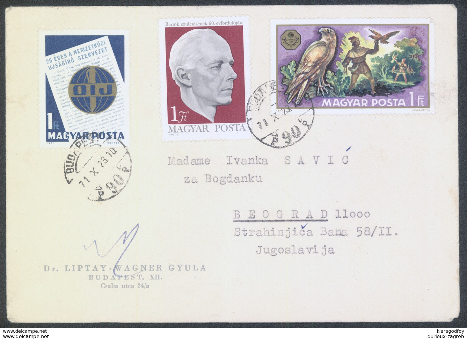 Hungary, Dr. Liptay Wagner Gyula Company Letter Cover Travelled 1971 Budapest Pmk B170410 - Storia Postale
