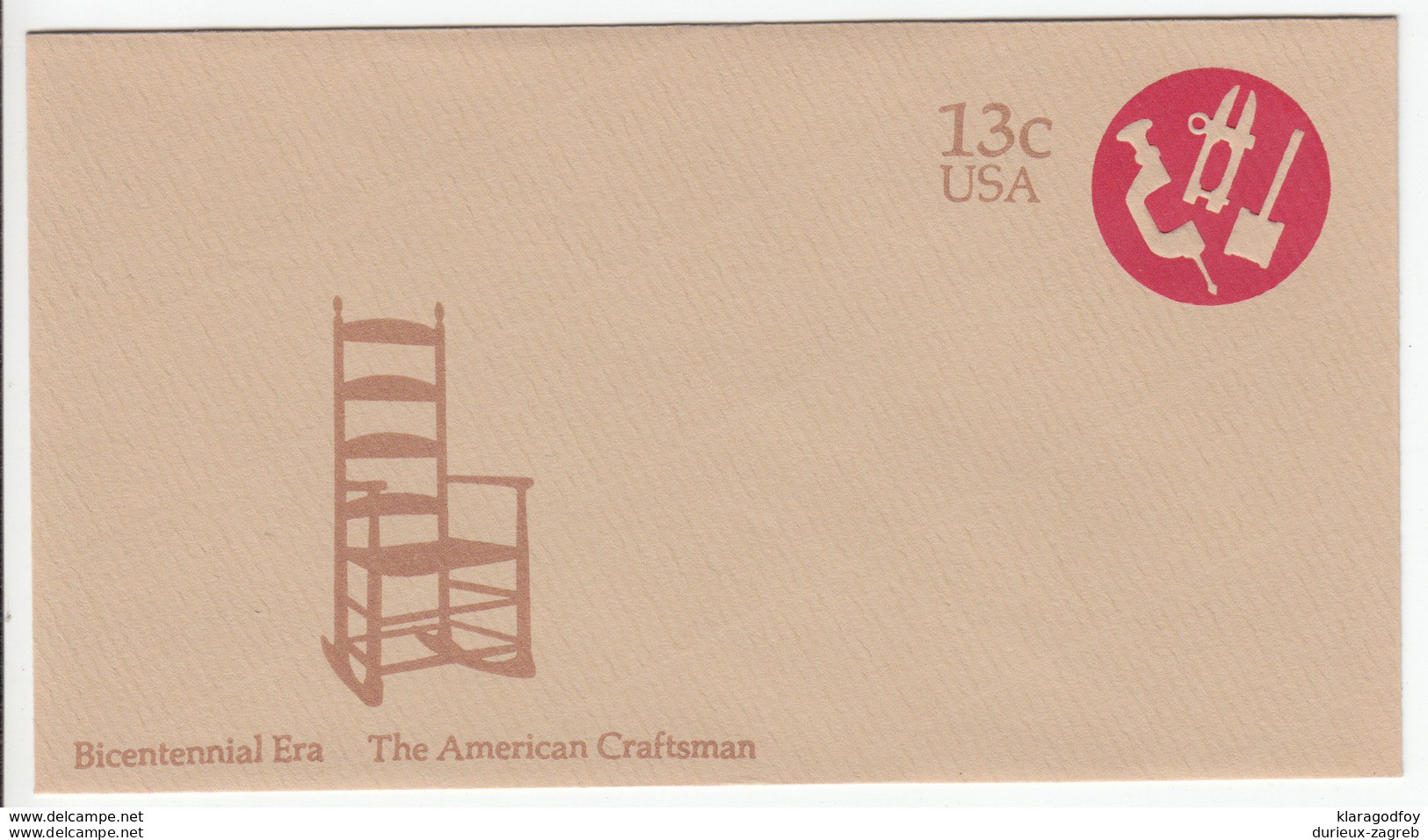 US Postal Stationery Stamped Envelope 1975 Bicentennial Era The American Craftsman U575 Bb161110 - 1981-00