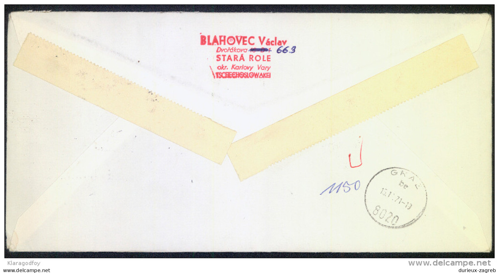 Czechoslovakia Letter Cover Registered Travelled 1971 Bb161028 - Briefe U. Dokumente