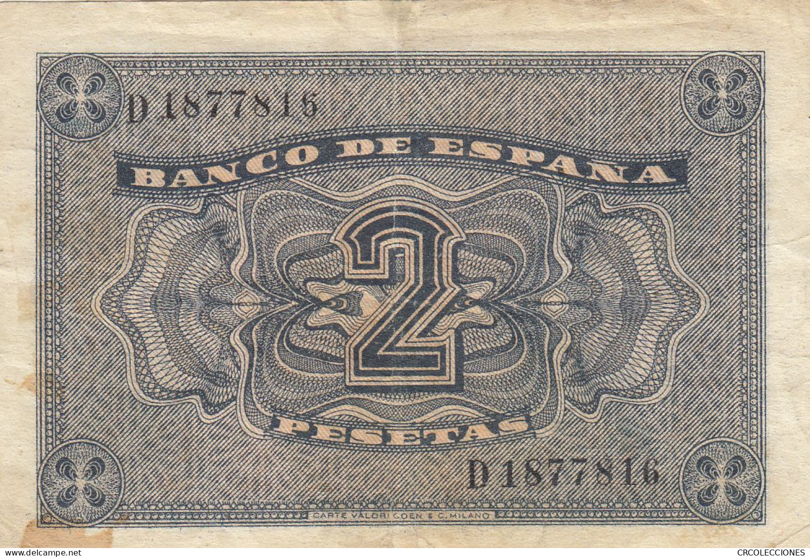 CRBS0846 BILLETE ESPAÑA 2 PESETAS ABRIL 1938 BC - 1-2 Pesetas