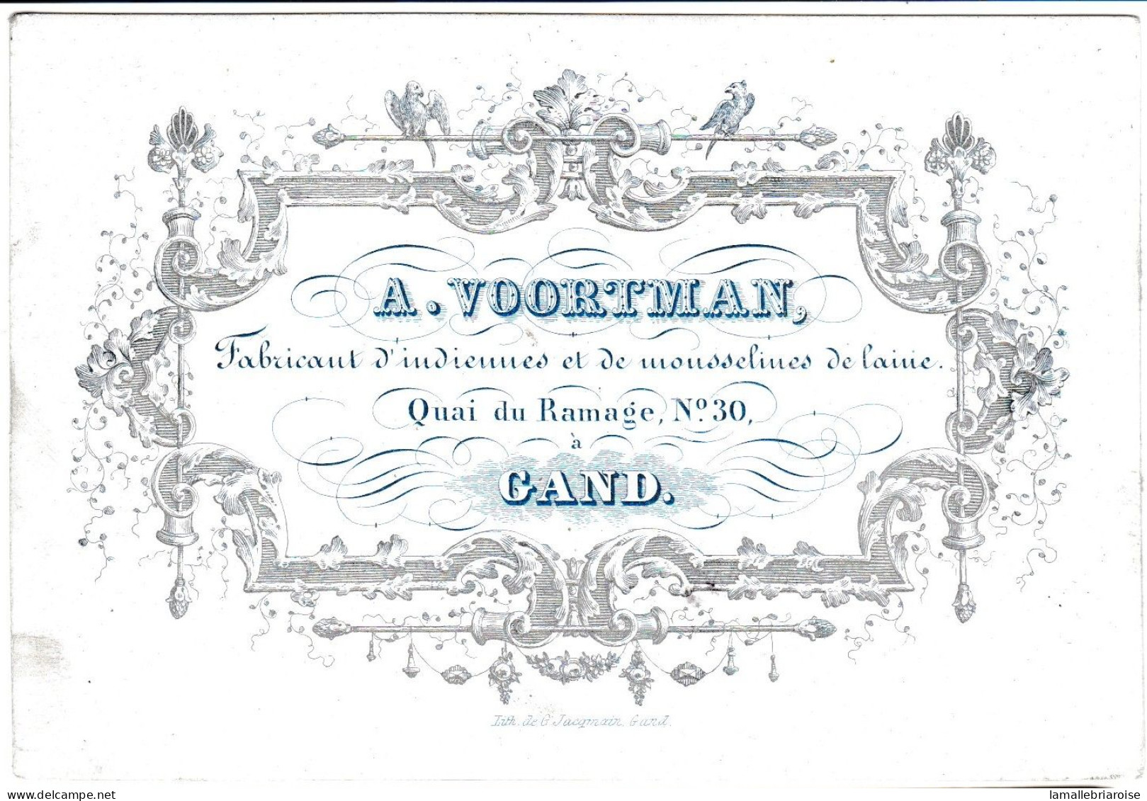 Belgique "Carte Porcelaine"  Porseleinkaart, A. Voortman, Indiennes Et Mousselines, Gand, Gent, Dim:122x82mm - Cartes Porcelaine