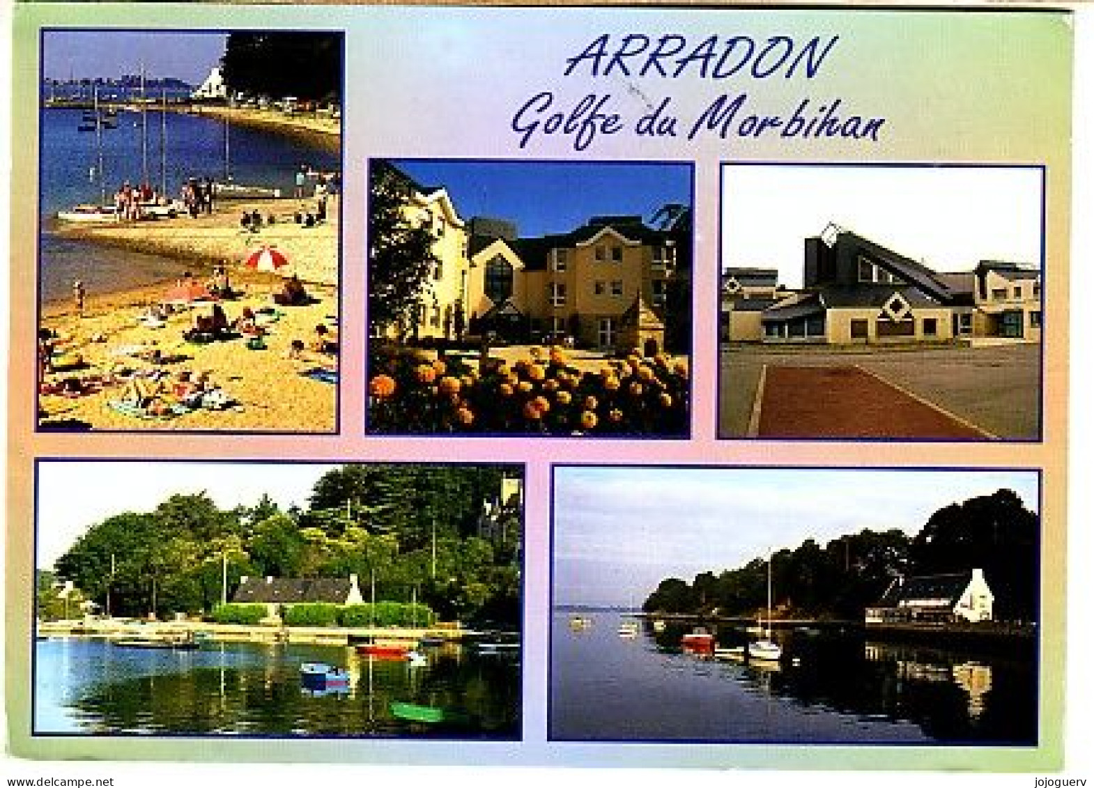 Arradon (F): La Plage, La Maison De Retraite, Le Collège, Pen-er-Men Et La Pointe D'Arradon , Timbrée En 1993 - Arradon