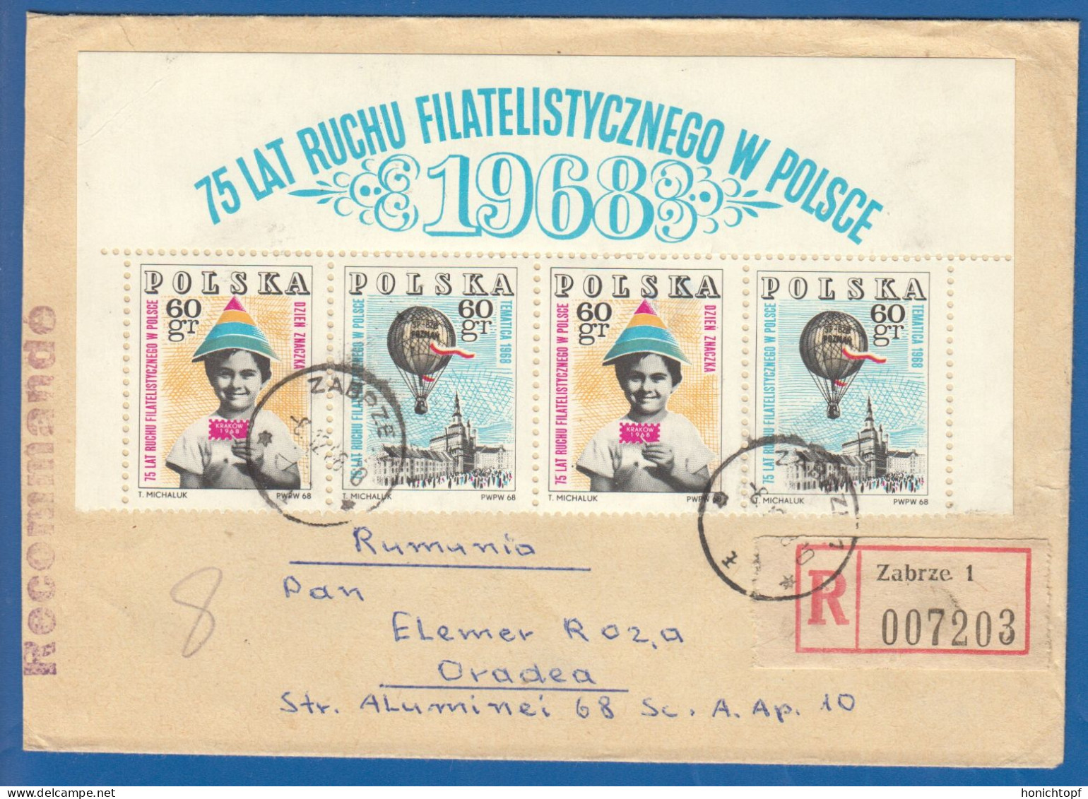 Polen; Registered Cover Zabrze 1; 1968 - Lettres & Documents