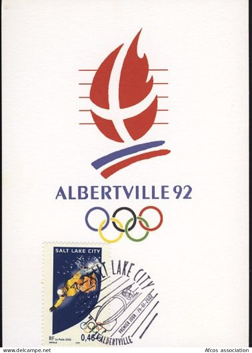 2002 Jeux Olympiques Salt Lake City CAD 1er Jour Albertville Sur Carte Postale Albertville 92 - Winter 2002: Salt Lake City