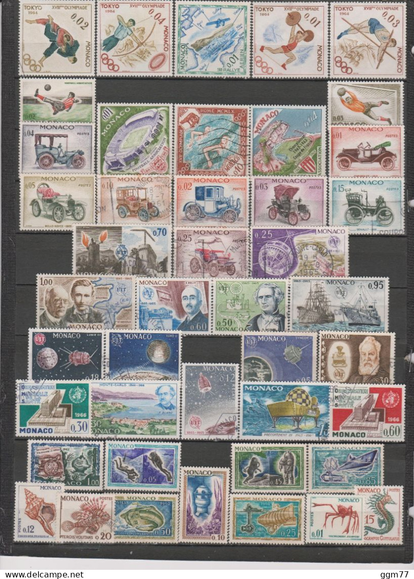 129 TIMBRES MONACO OBLITERES  & NEUFS** & * + SANS GOMME DE 1951 à 1966   Cote : 95,70 € - Gebruikt