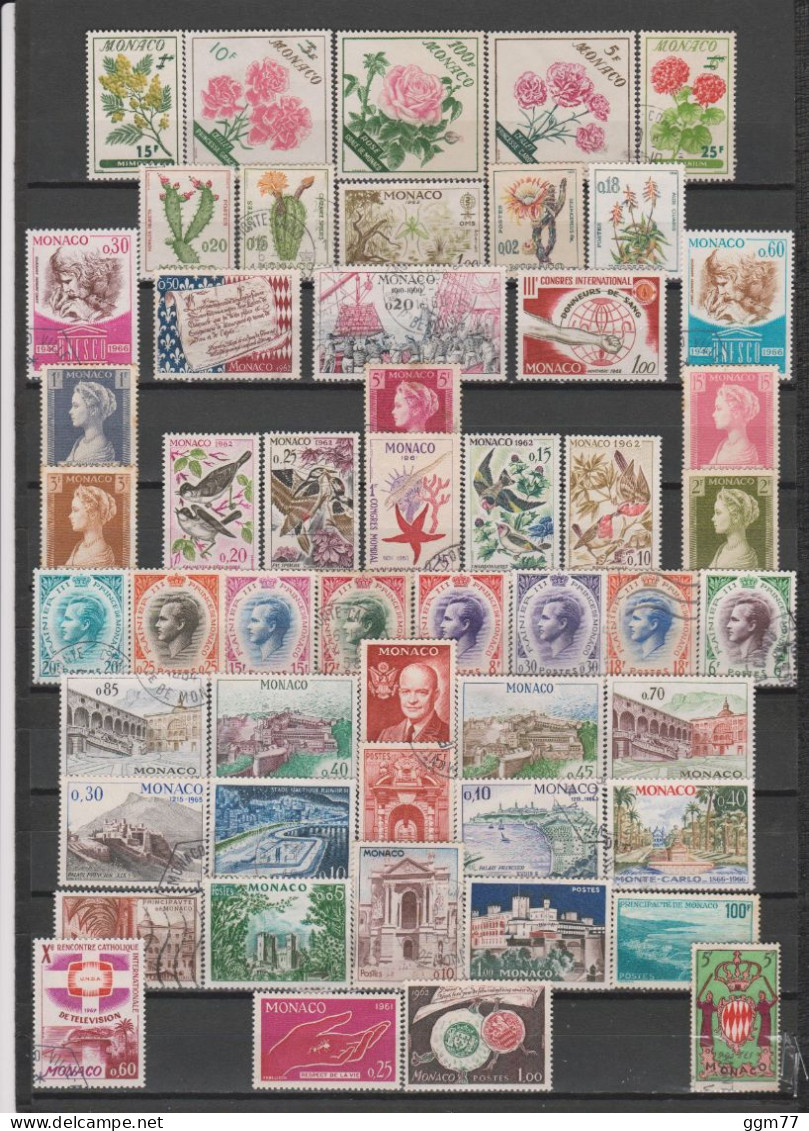 129 TIMBRES MONACO OBLITERES  & NEUFS** & * + SANS GOMME DE 1951 à 1966   Cote : 95,70 € - Used Stamps