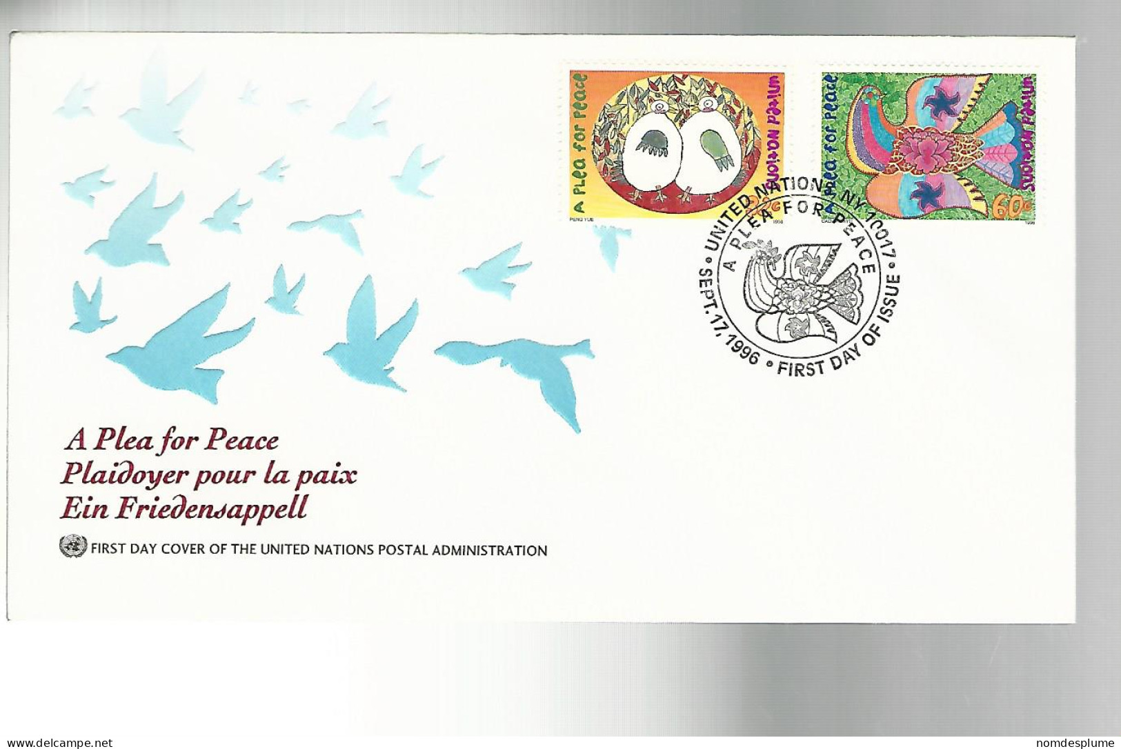 53007 ) United Nations FDC New York Postmark 1996  - Lettres & Documents