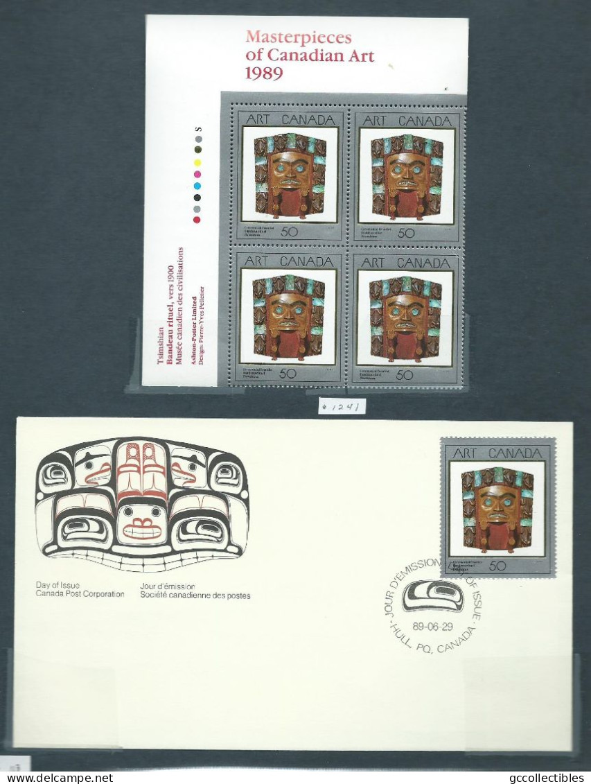 Canada # 1241 UL. PB. MNH + FDC - Masterpieces Of Canadian Art - 2 - Blocs-feuillets