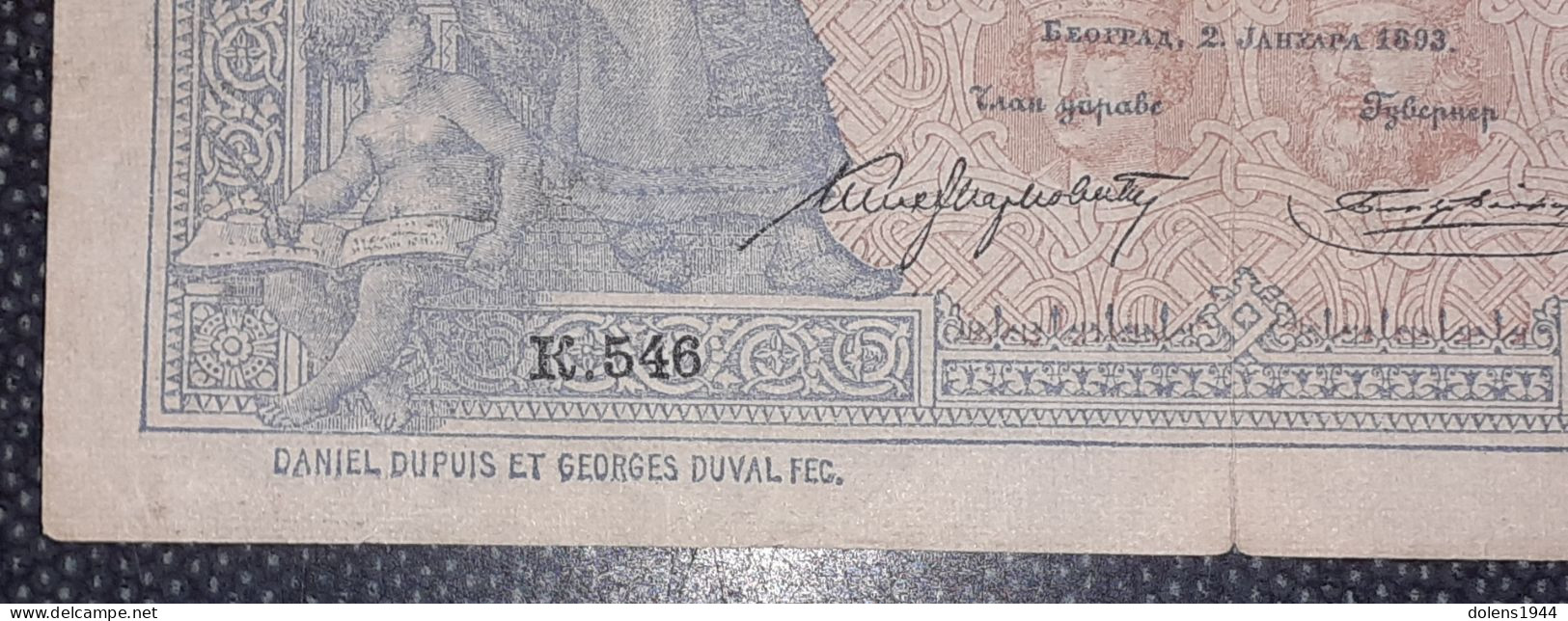 10 Dinara. 1893 Royaume de Serbie.