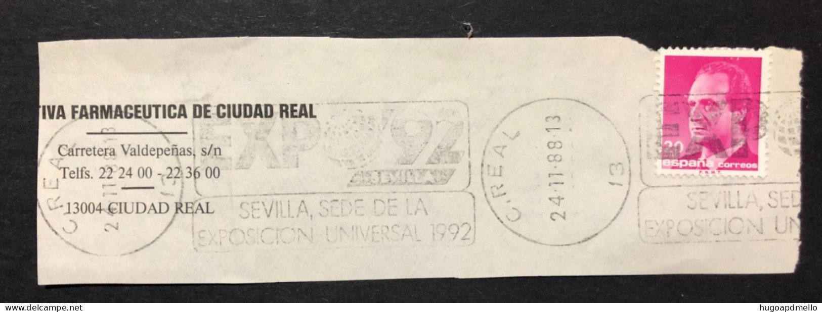 SPAIN, Fragment With Special Cancellation « EXPO '92 », « CIUDAD REAL Postmark », 1988 - 1992 – Sevilla (Spanien)