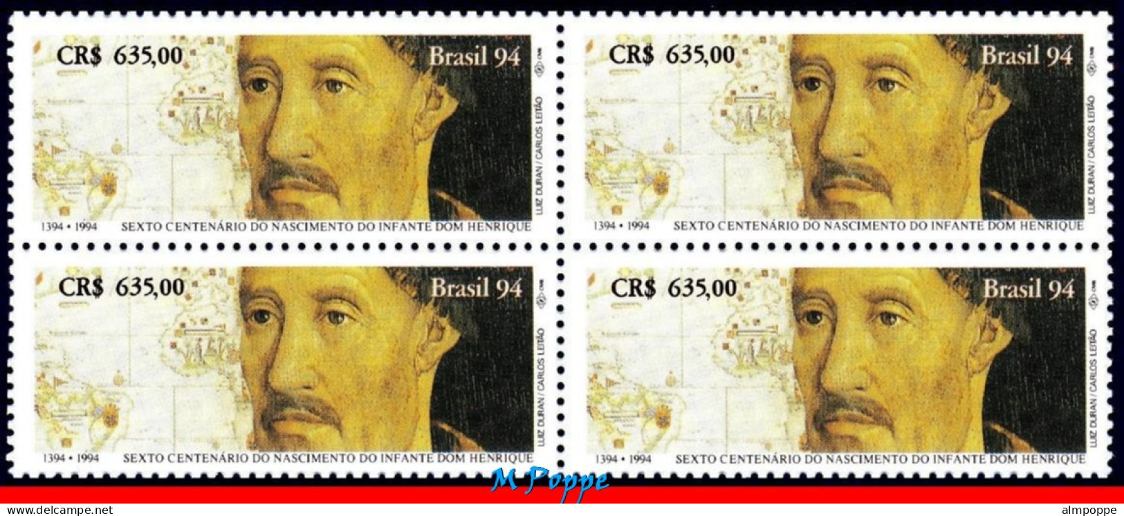 Ref. BR-2463-Q BRAZIL 1994 - WITH PORTUGAL,INFANT DOMHENRIQUE, KING, MI# 2570, BLOCK MNH, JOINT ISSUE 4V Sc# 2463 - Blocs-feuillets