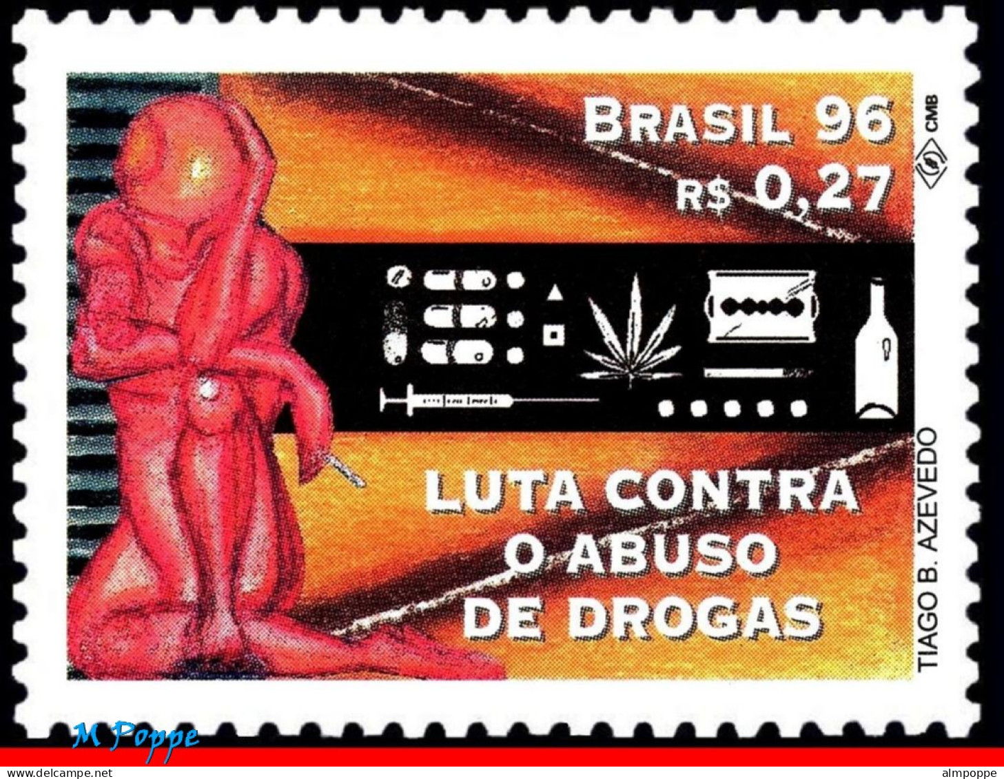 Ref. BR-2593 BRAZIL 1996 - FIGHT AGAINST DRUG ABUSE,ANTI DRUGS, MI# 2710, MNH, HEALTH 1V Sc# 2593 - Drogen