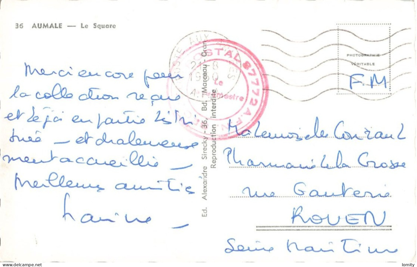 Guerre D' Algérie Poste Aux Armées 1960 Cachet Militaire Rouge Secteur Postal 87772 AFN Carte Aumale Le Square CPSM PF - Algerienkrieg