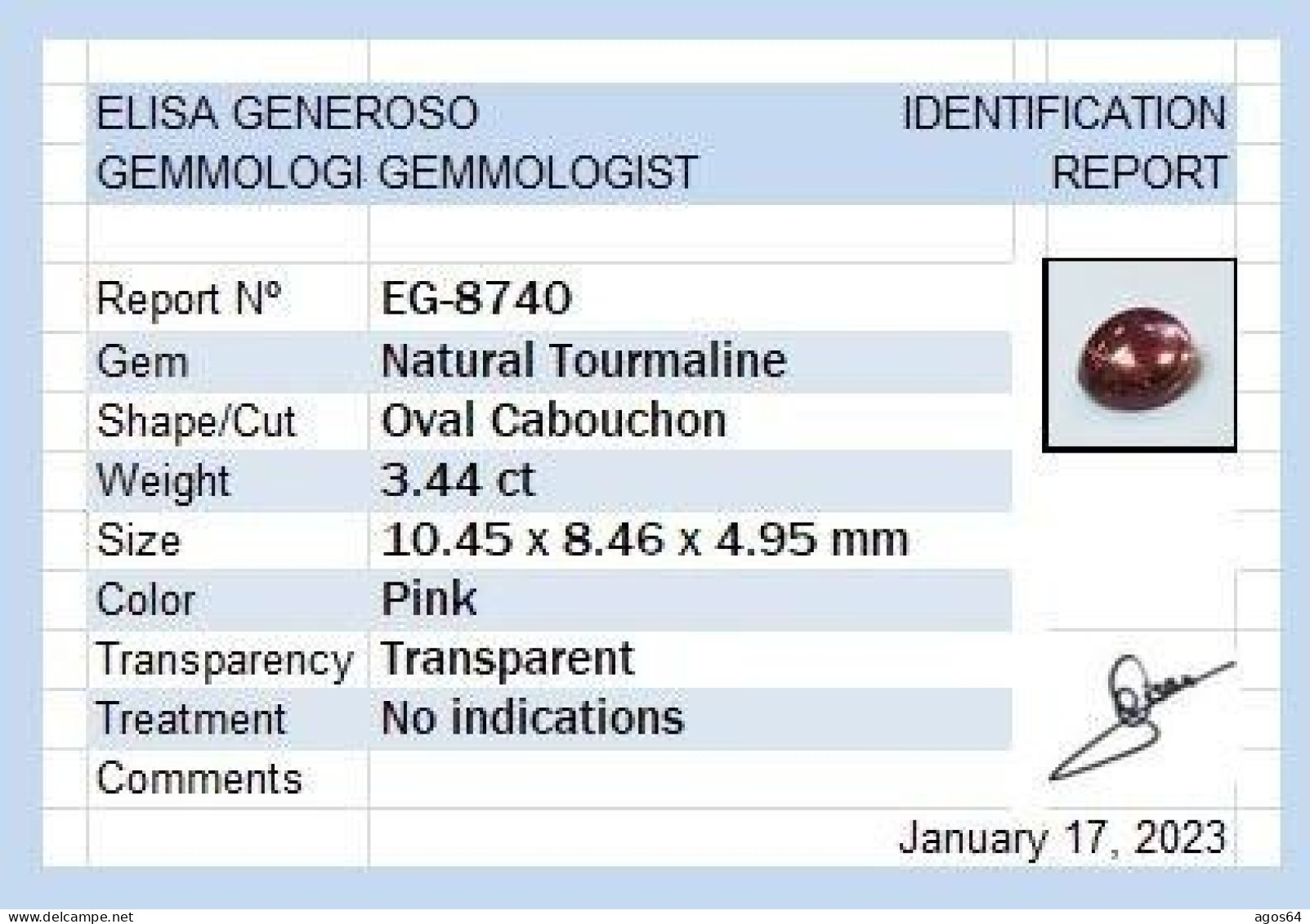 Tormalina 3.44 Ct, Acquistata In Asta - Non Classificati