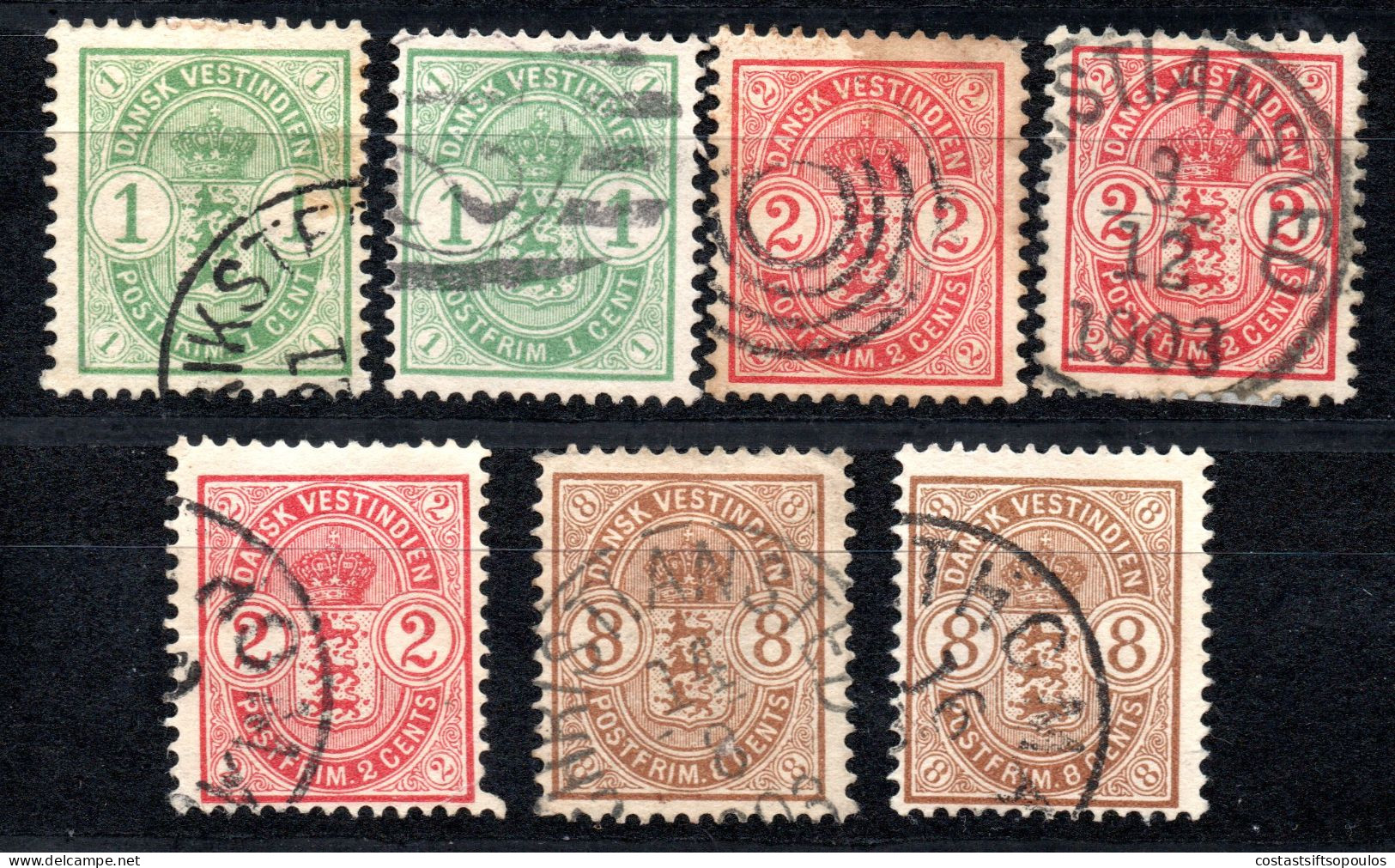 1899. DANISH WEST INDIES 1900-1903 7 CLASSIC ST. LOT - Danimarca (Antille)