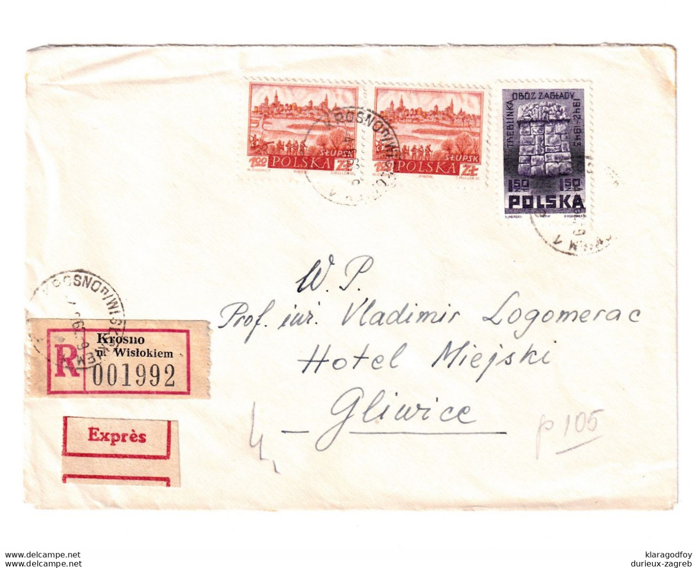 Poland Letter Cover Posted Registered 1962 Krosno To Sisak B201110 - Lettres & Documents