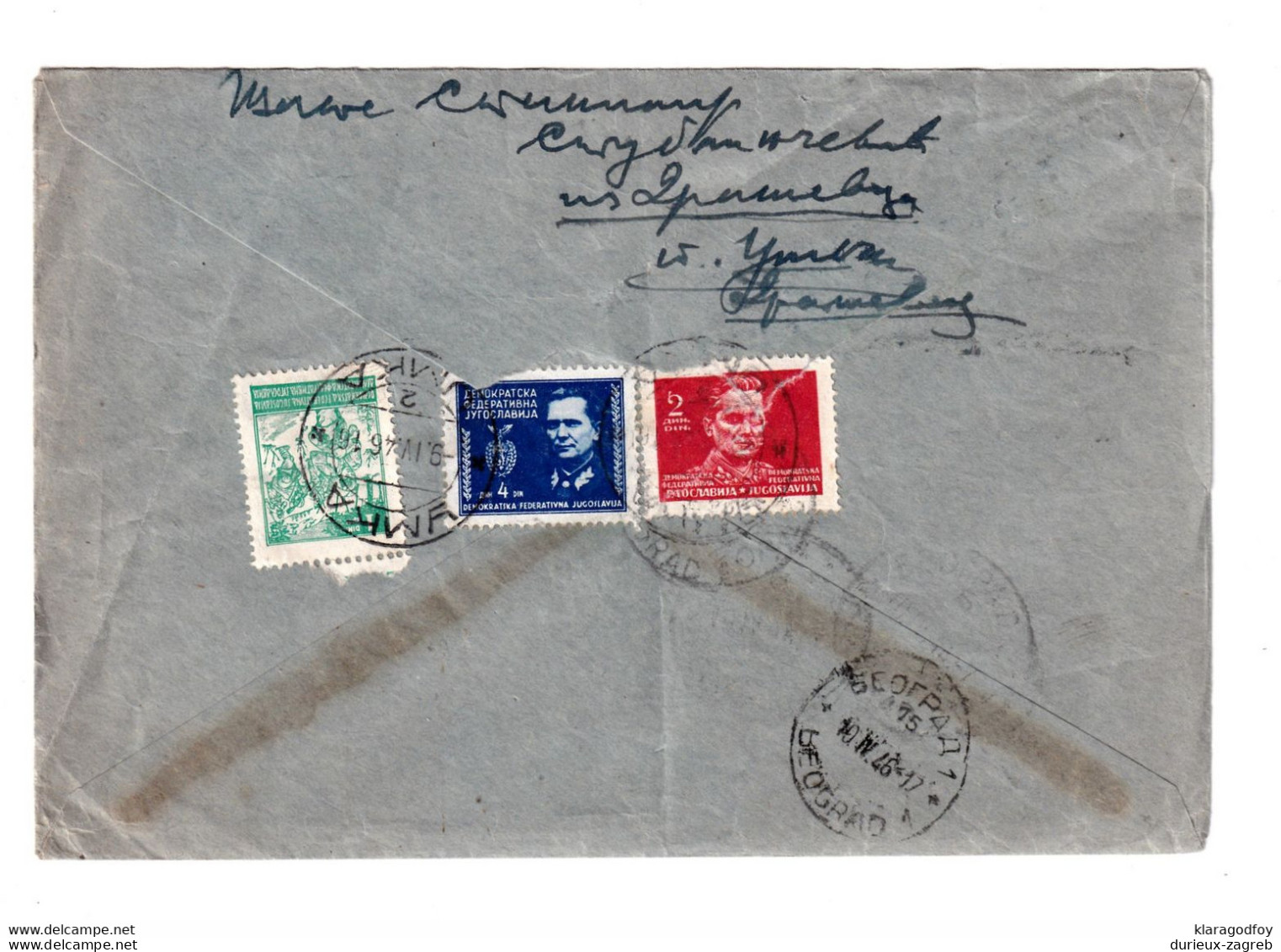 Yugoslavia Letter Cover Posted Registered 1946 Umka To Beograd B201110 - Covers & Documents