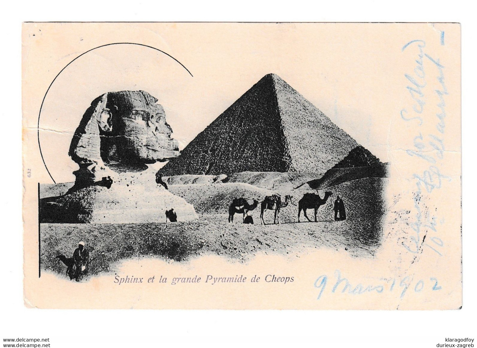 Sphinx Et La Grande Pyramide De Cheops Old Postcard B210701 - Sphinx