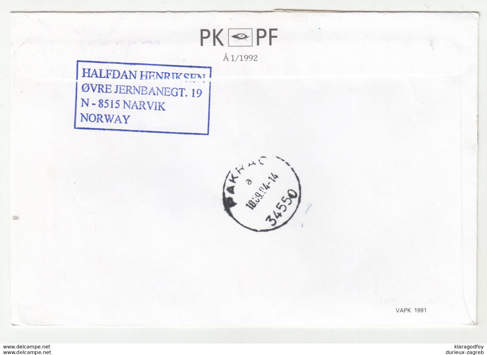 Norway Letter Cover Posted Registered 2004 Narvik To Pakrac Bb200101 - Briefe U. Dokumente