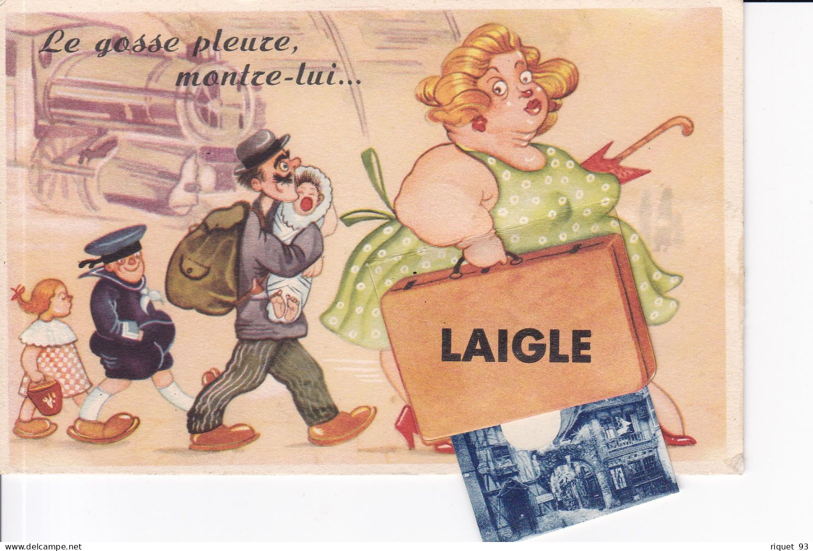 Carte à Système Avec Dépliant De Vues De LAIGLE - "Le Gosse Pleure, Montre-lui" - L'Aigle