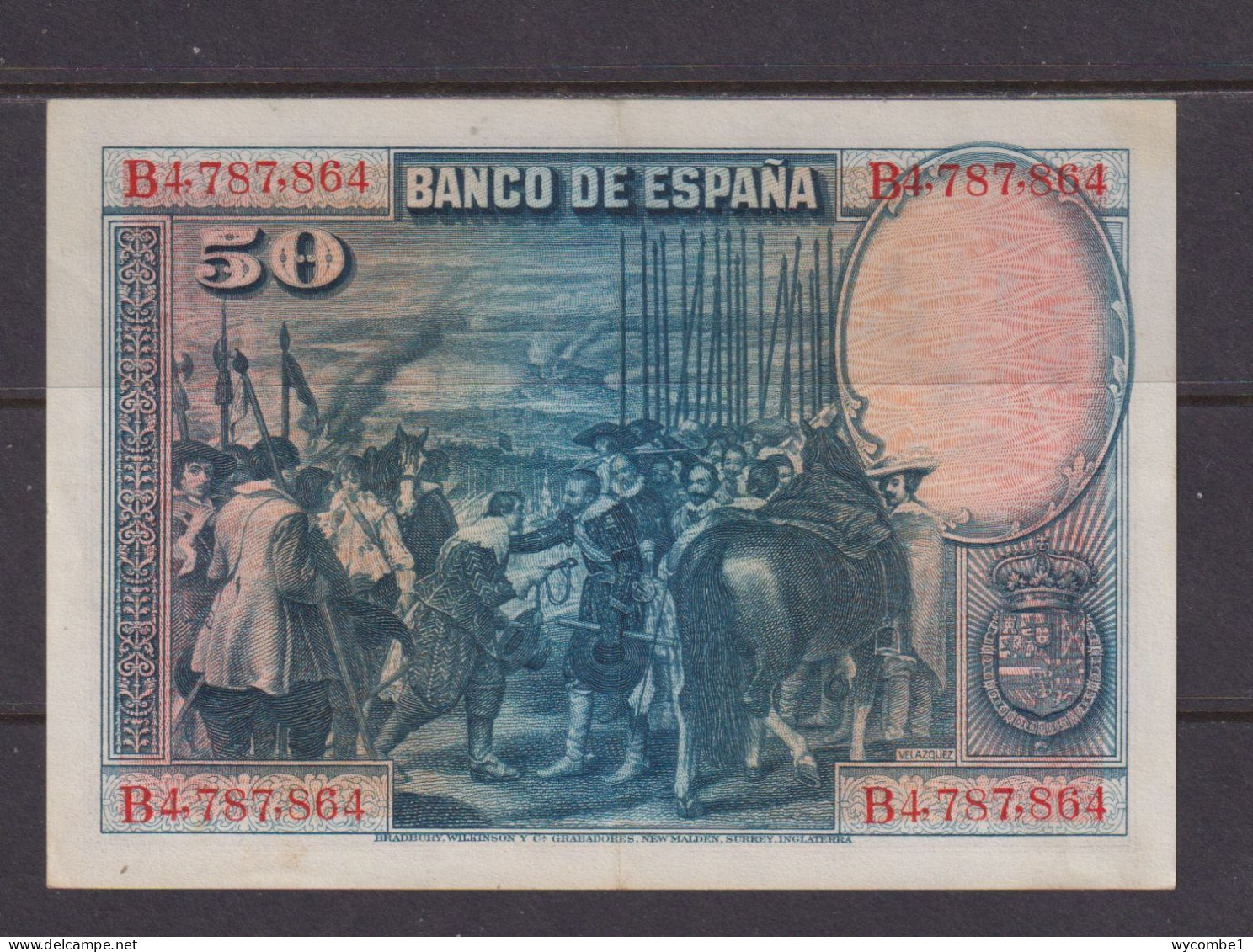 SPAIN  -  1928  50 Pesetas Circulated Banknote As Scans - 50 Pesetas