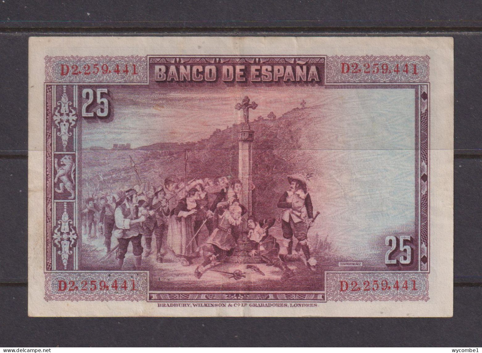 SPAIN  -  1928  25 Pesetas Circulated Banknote As Scans - 25 Pesetas