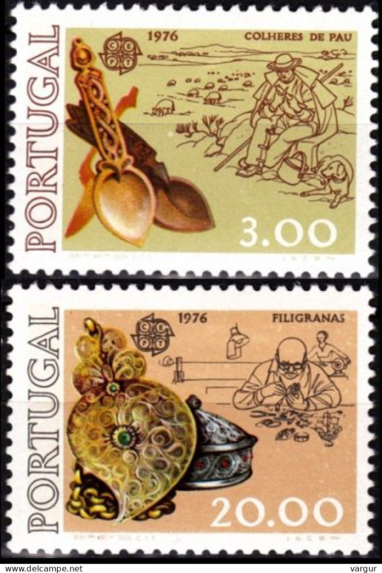 PORTUGAL 1976 EUROPA: Handicrafts. Woodwork, String Art. Complete Set, MNH - 1976