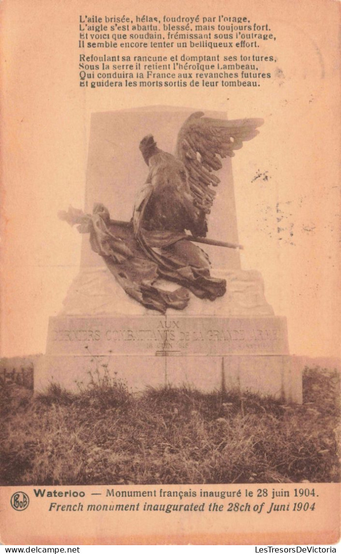HISTOIRE - Waterloo - Monument Français Inauguré Le 28 Juin 1904 - Carte Postale Ancienne - History