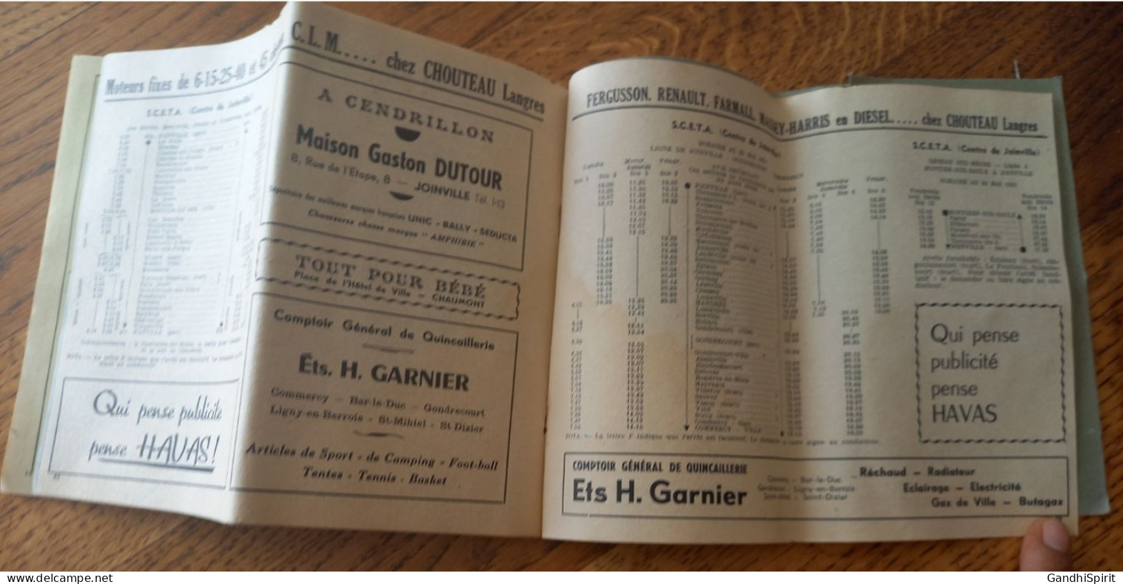 1951 Horaires Autobus Ligne Chaumont Saint Dizier Montier en Der Wassy Joinville Langres Brienne le Chateau Bar sur Aube