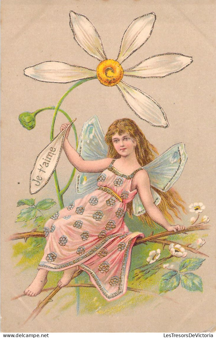 Fantaisie - Fée Effeuillant Une Marguerite - Je T'aime - Carte Postale Ancienne - - Vertellingen, Fabels & Legenden