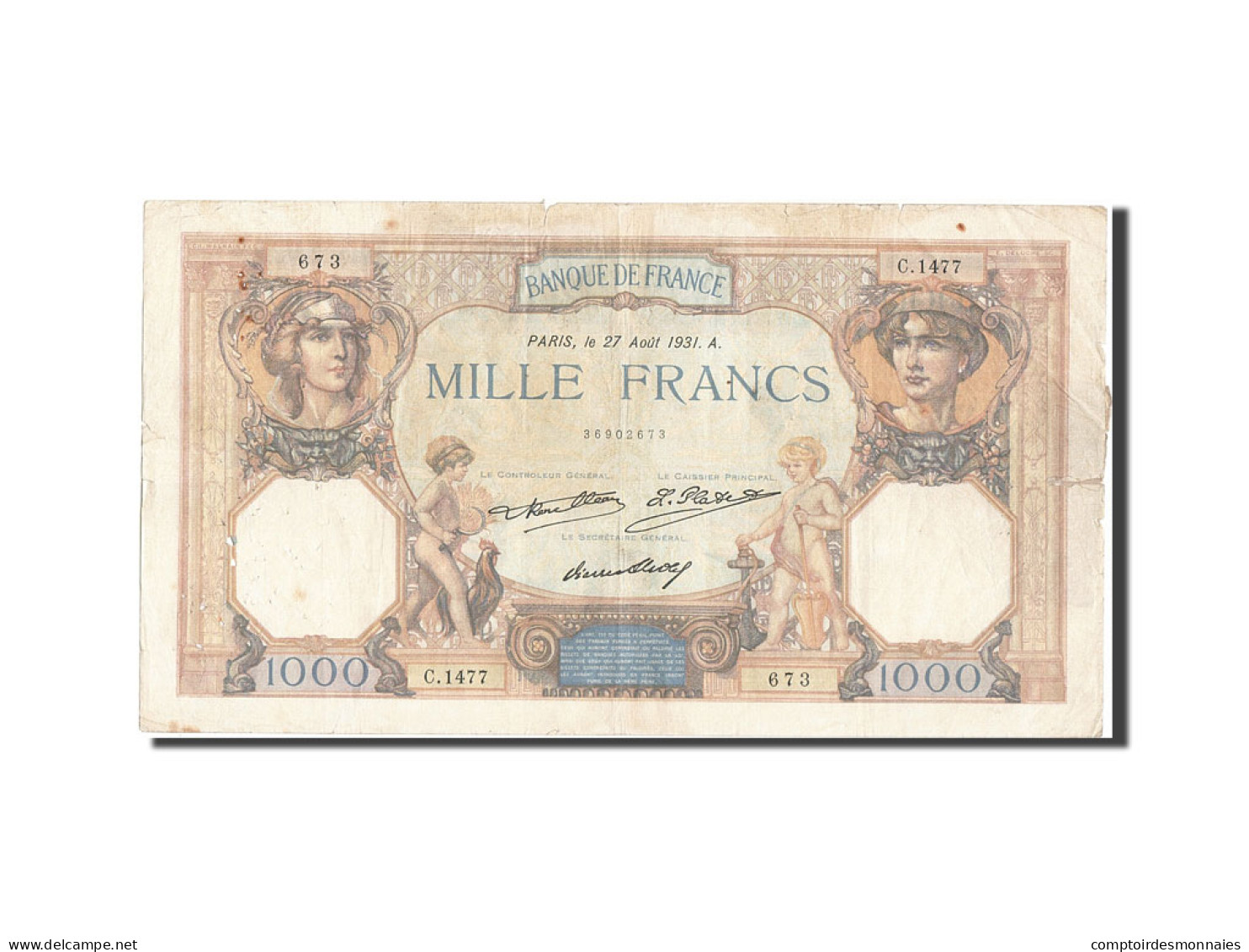 Billet, France, 1000 Francs, 1 000 F 1927-1940 ''Cérès Et Mercure'', 1931, TB - 1 000 F 1927-1940 ''Cérès Et Mercure''