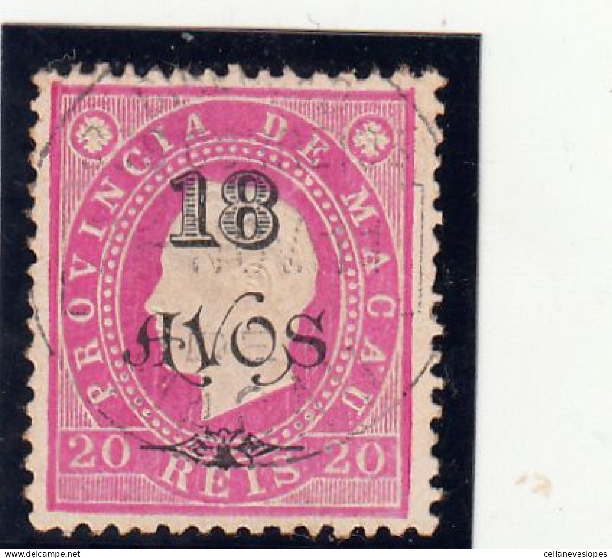 Macau, Macao, D. Luis I Com Sobretaxa, 18 A. S/ 20 R. Rosa, 1902, Mundifil Nº 105 Used - Oblitérés