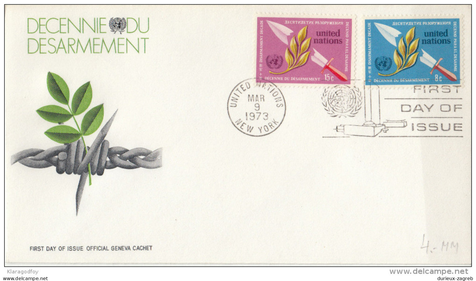 United Nations 1973-1974 10 FDC's (one Without Stamp) Bb160720 - FDC