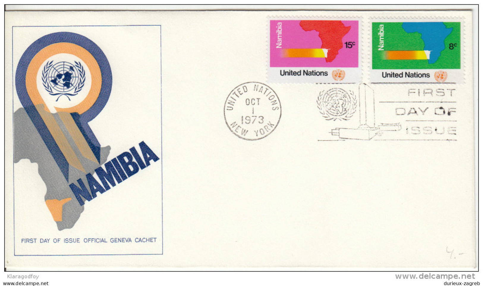 United Nations 1973-1974 10 FDC's (one without stamp) bb160720