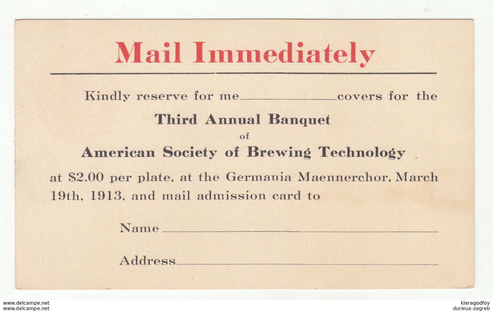 US, Fred Goetz, Chicago Pre-printed Postal Stationery Postal Card Unused 1913 B190601 - 1901-20