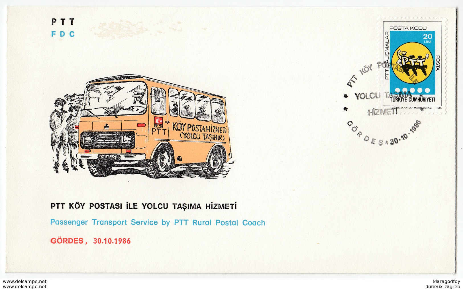 Passenger Transport Service By PTT Rural Postal Coach Special Letter Cover And Postmark 1986 Bb170325 - Briefe U. Dokumente