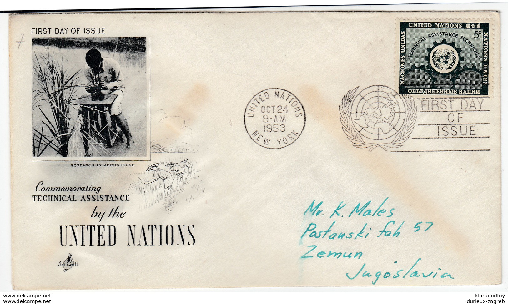 United Nations 12 FDCs travelled 1953-57 New York to Zemun b bb170325