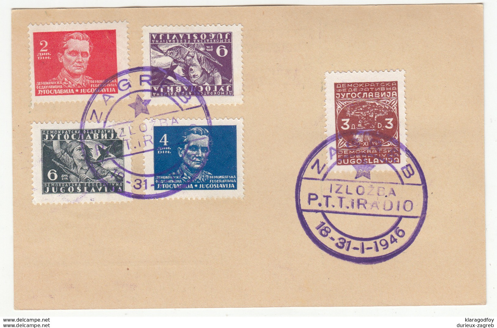 Yugoslavia 1946 PTT & Radio Exhibition Special Postmark On Postal Stationery Postcard B181010 - Covers & Documents