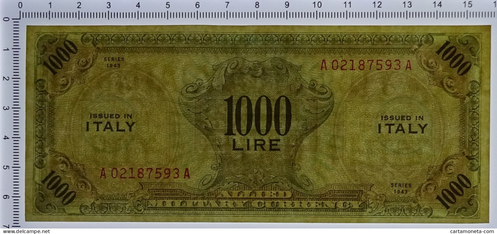 1000 LIRE OCCUPAZIONE AMERICANA IN ITALIA MONOLINGUA BEP 1943 SUP-