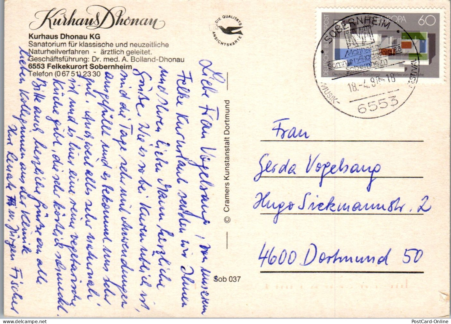 44404 - Deutschland - Sobernheim , Kurhaus Dhonau , Mehrbildkarte - Gelaufen 1988 - Bad Sobernheim