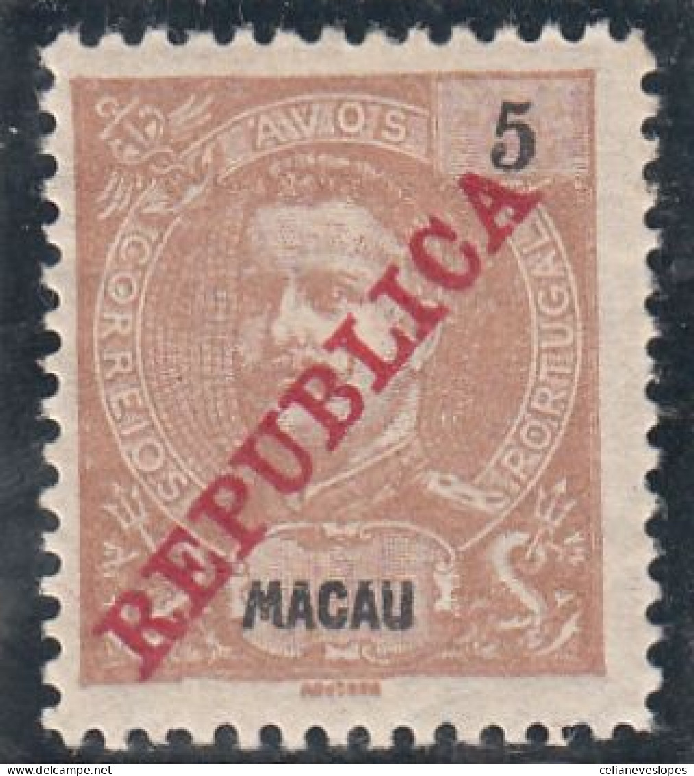 Macau, Macao, D. Carlos I Com Sob. Republica, 5 A. Castanho, 1911, Mundifil Nº 154 MH - Oblitérés